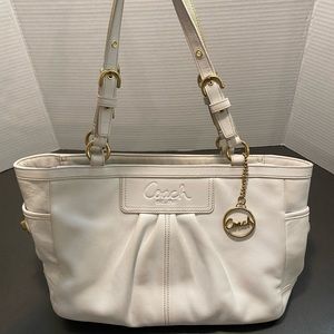 Coach White Satchel bag with Gold Hardware